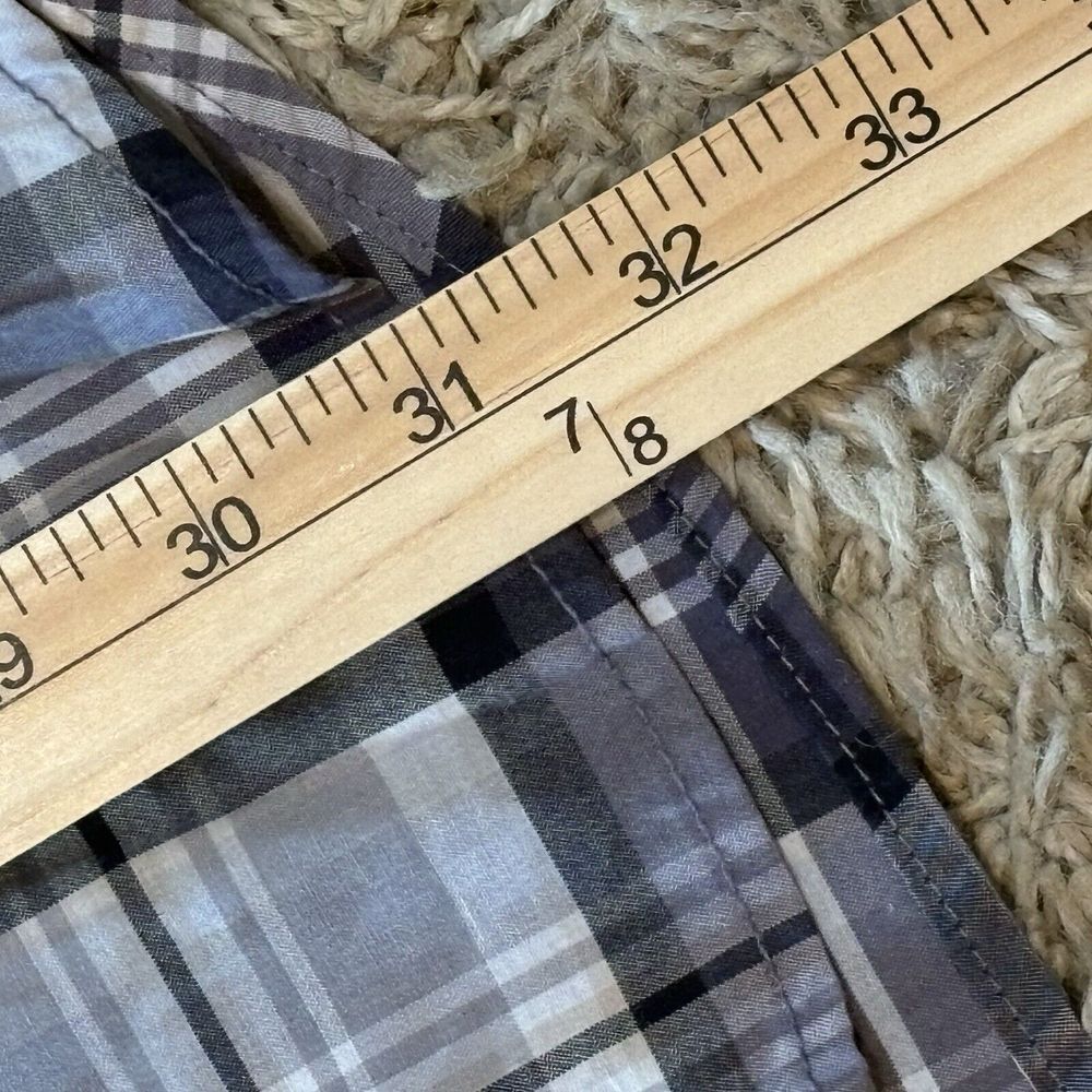 MO7 Most Official‎ Seven Button Up Shirt Mens 3XL  Gray Black Plaid Long Sleeved - Picture 8 of 13